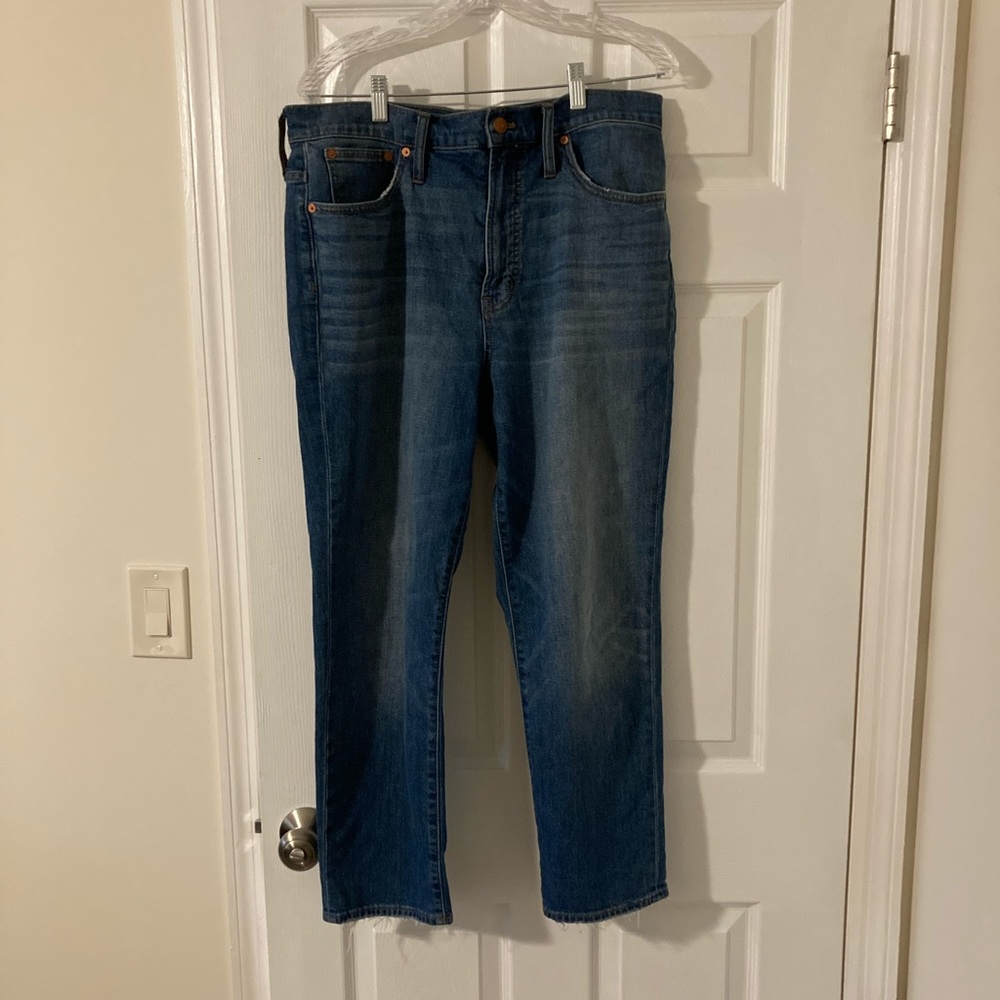 Vintage straight leg jeans with cute frayed hem